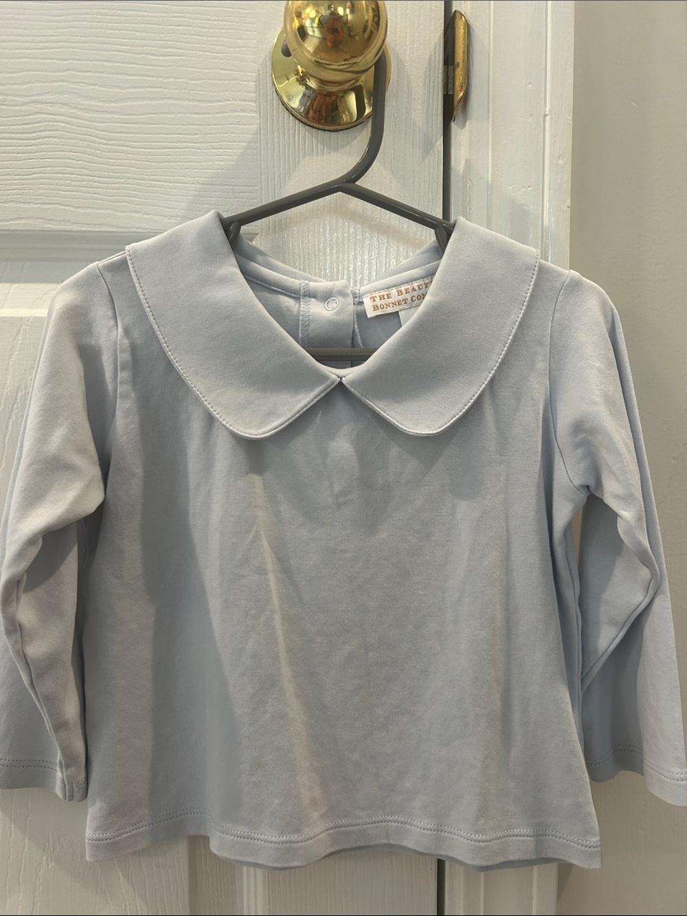 The Beaufort Bonnet Company Light Blue Peter Pan Collar Long Sleeve Top